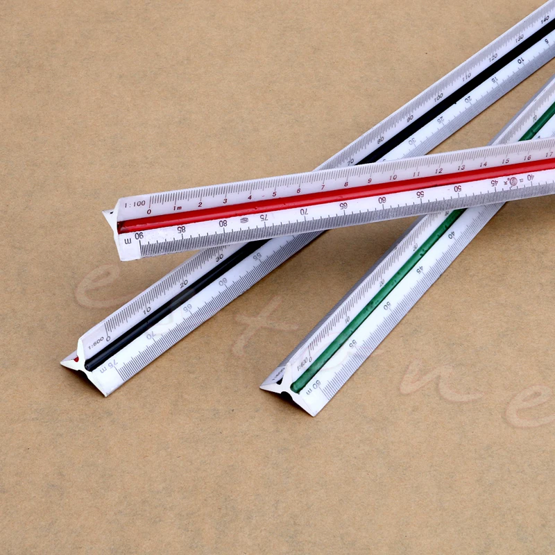 300mm 1:150 1:200 1:250 Triangular Metric Scale Ruler For Engineer Multicolor