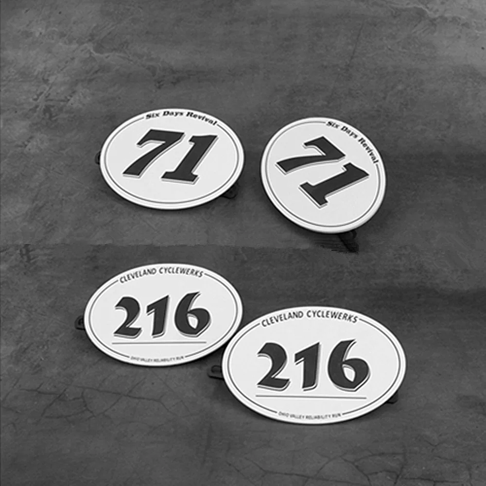 2 PCS Table NUMBER PLATE For MOTO CAFE RACER tracker scrambler No.71