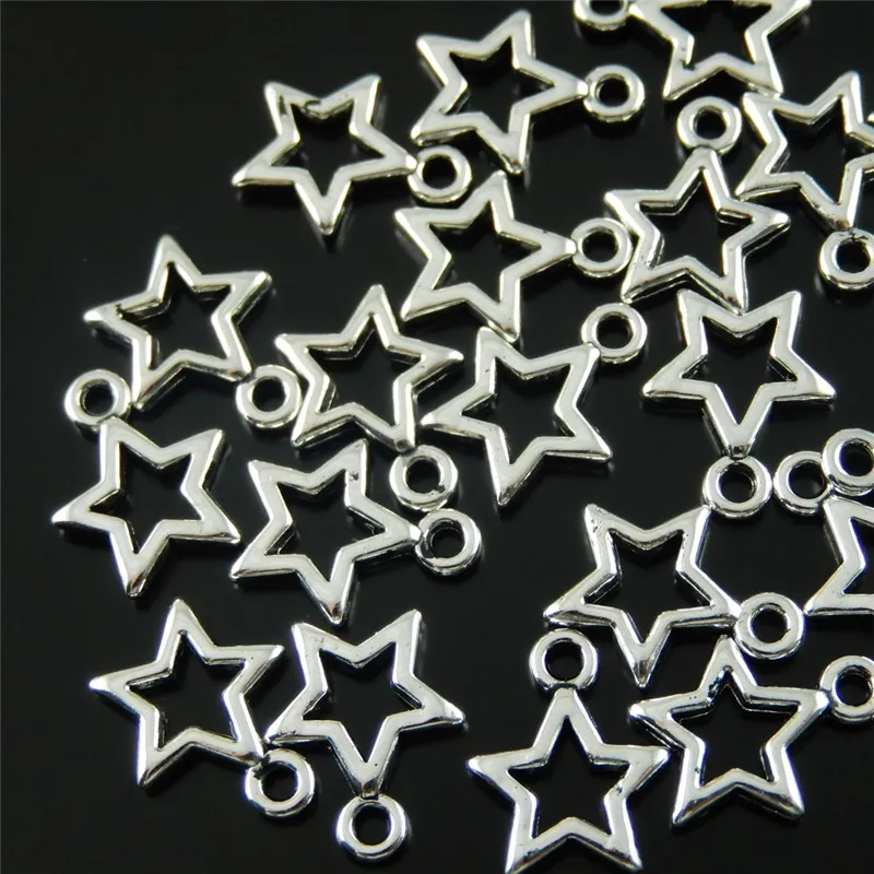 Graceangie 50pcs Mini Small Five-pointed Star Charms Antique Pendant Handmade Hanging Crafts Finding