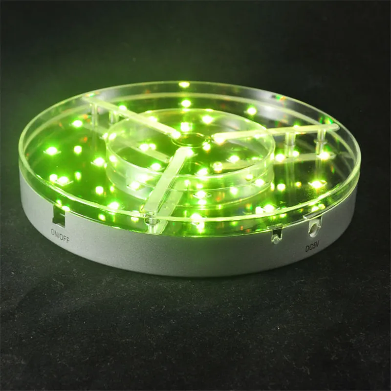 8Inch Rechargeable Battery Light Plate Round LED Vase Base Light with 28 Super Bright Led for Table Centerpiece Decoration