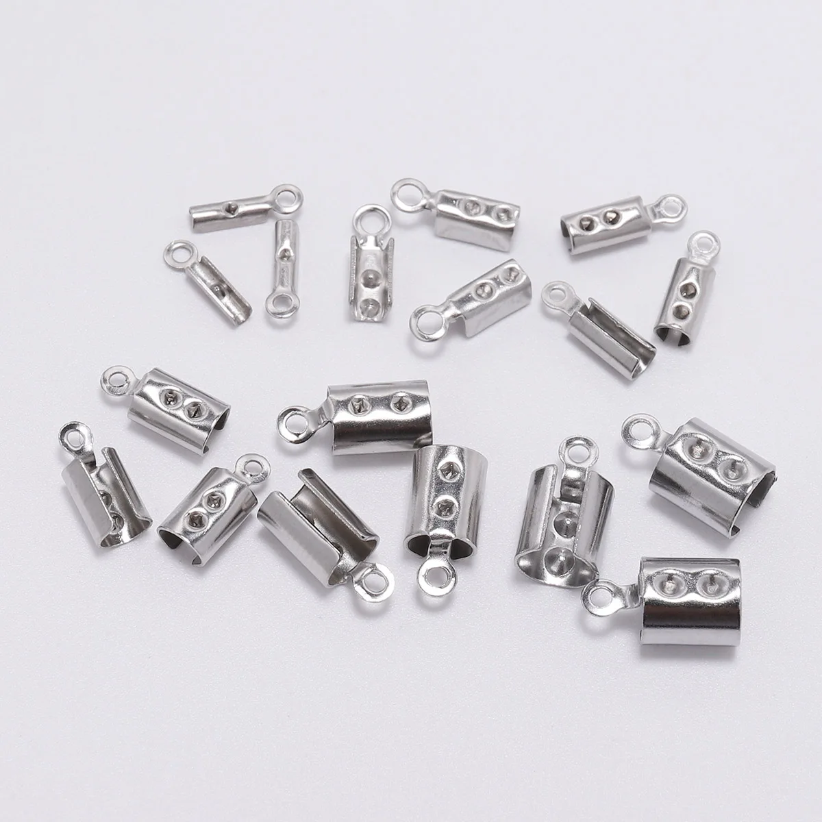 50 pcs Stainless Steel Leather Cord clasp End Clasps Crimp Bead Connectors For Jewelry Making Findings DIY Accessories Supplies