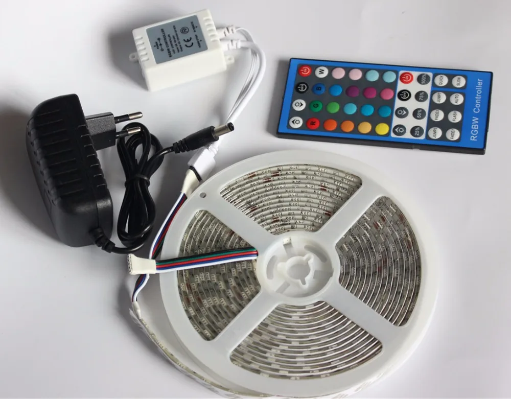 

IP20/ IP65/IP67 SMD 5050 RGBW / RGBWW 5M LED strip light DC12V Flexible Ribbon lamp + 40key Controller + 3A Power Supply Adapter