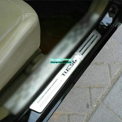 Paslanmaz kapı eşiği tıkama plakası kapak Trim Fit Hyundai Tucson 2004 için 2010 JM araba aksesuarları araç-styling 4 adet