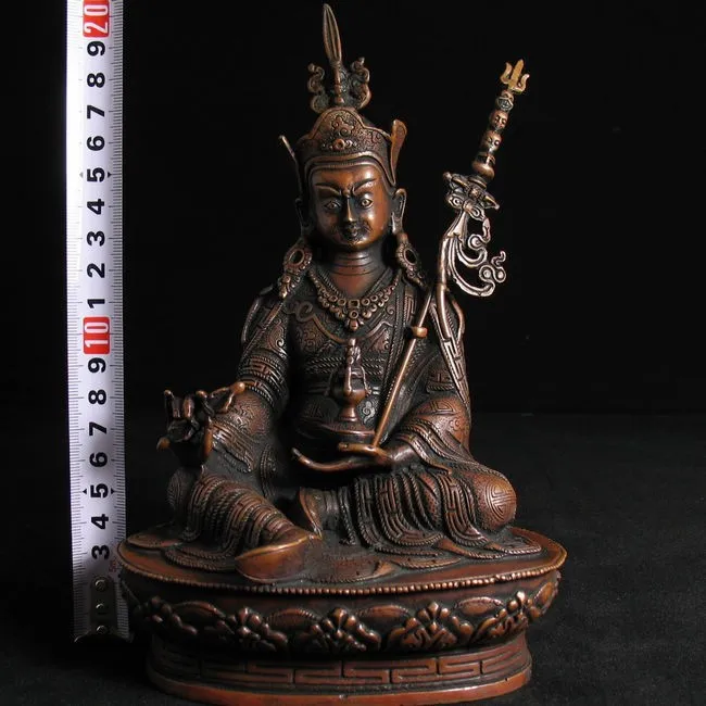 

old Buddhism Tibetan Bronze Padmasambhava Buddha Statue 8.3"H(21cm) copper tools wedding Decoration Brass Bronze