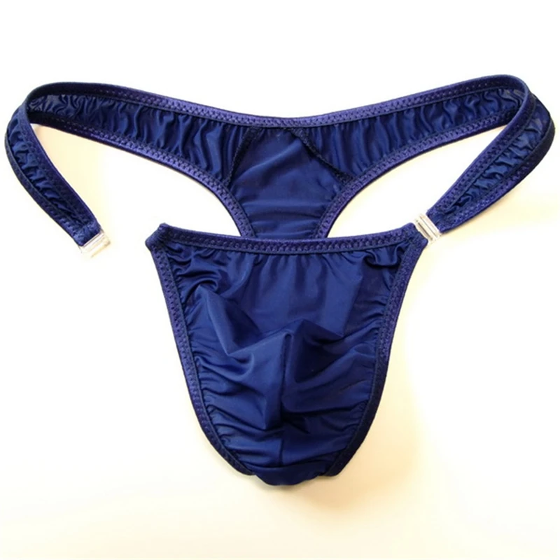 Strings en nylon translucide pour hommes, sous-vêtements sexy, culotte de bikini à boutons, string gay, jocks, tanga, dos en T, taille M, L, XL,