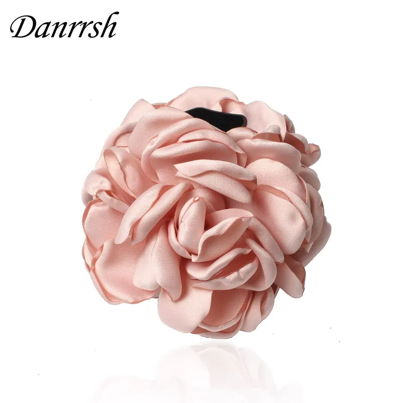 Fashion Girls Elegance Beauty Ribbon Hair Clips Large Fabric Flowers Plastic Hair Claws Headbands For Women Hair Accessories