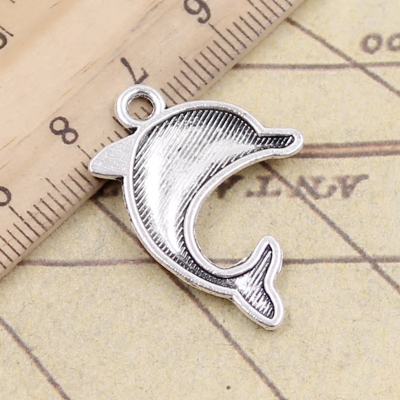 10pcs Charms Dolphin 24x30mm Tibetan Silver Color Pendants Antique Jewelry Making DIY Handmade Craft