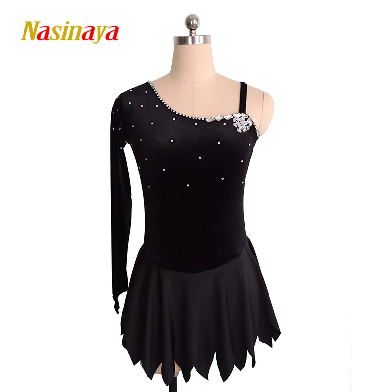 Figure Skating Dress Women's Competition Dress Children's Rhythmic Gymnastics Performance Black Velvet Dress