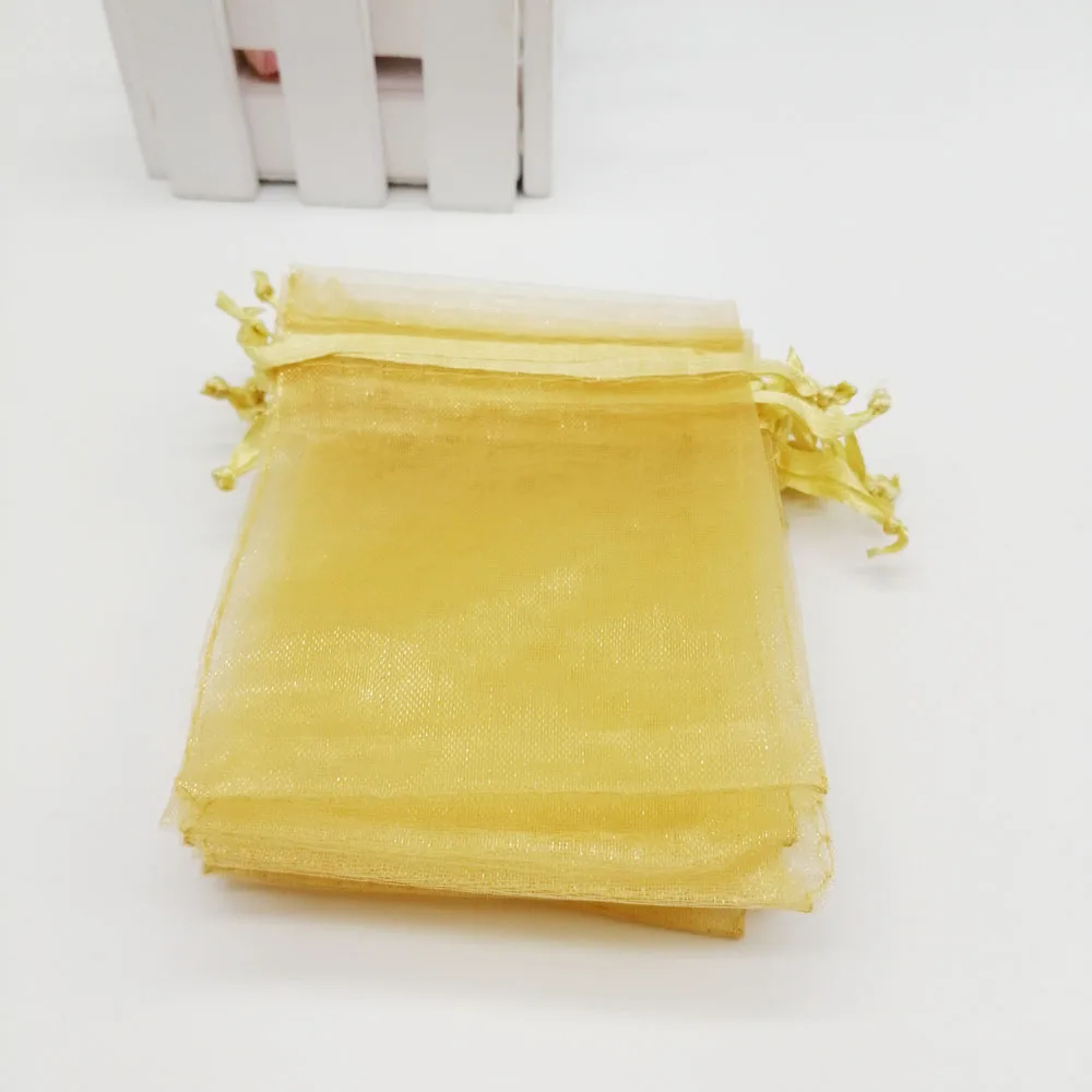 100pcs Organza Bags Gold Small Organza Gift Bags For Jewelry Packaging Display Christmas Wedding Jewelry Storage Drawstring Bag