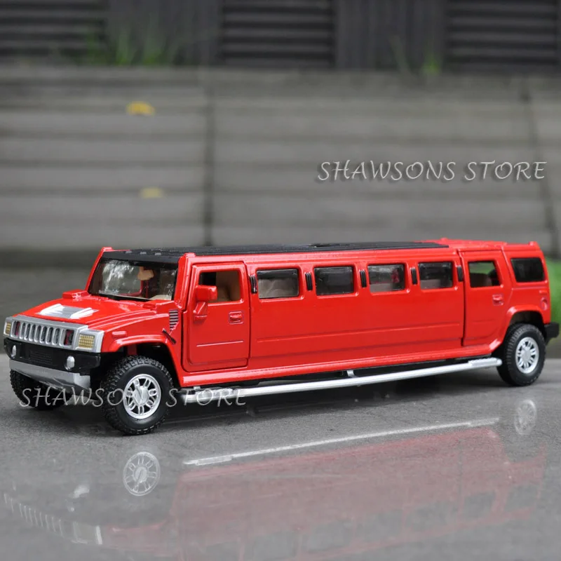 1:32 Scale Diecast Car Model Toys Pull Back H2 Stretch Limousine Miniature Replica W/ Sound Light