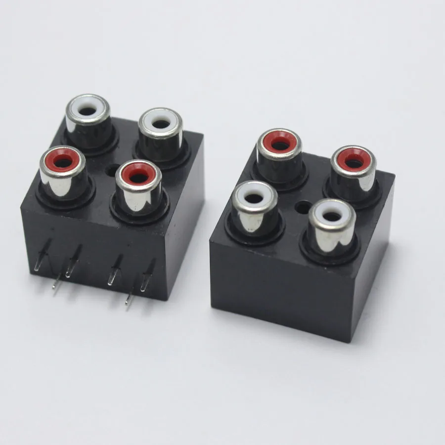 NinthQua 1ps RCA4-7 Socket 90 Degrees Pin AV Lotus jack Sealed Type AV4-8.4-7 4Pole Audio Connector