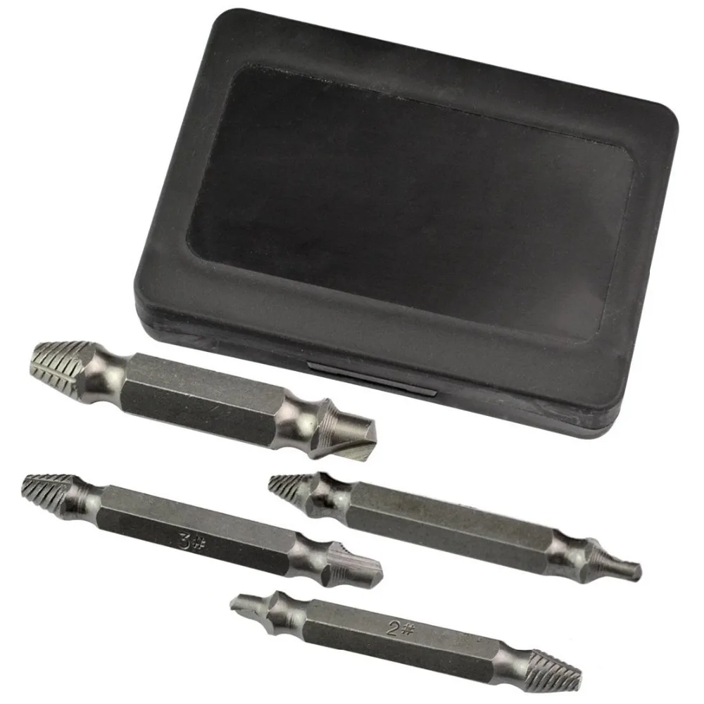 4pcs Set di trapani per estrattore di viti rotto arrugginito spogliato danneggiato velocità della vite rimuovere gli strumenti di rimozione del bullone estrattore di rimozione delle viti