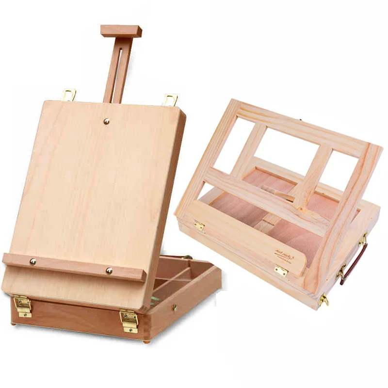 

Multifunctional Adjustable Easel with Integrated Wooden Box Art Drawing Painting Table Oil Paint Suitcase Desktop Art Supplie