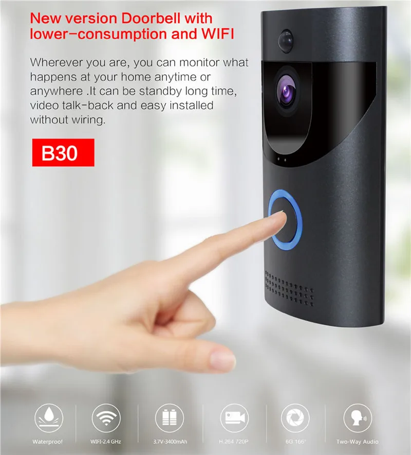 Tuya Outdoor Water-proof IP65 720P Wireless WIFI Doorbell Intercom Video Door Phone