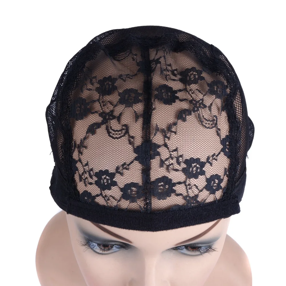 Peluca de encaje de 5 piezas para hacer pelucas, gorro elástico ajustable para pelucas, gorro de cúpula negra, redes para el cabello