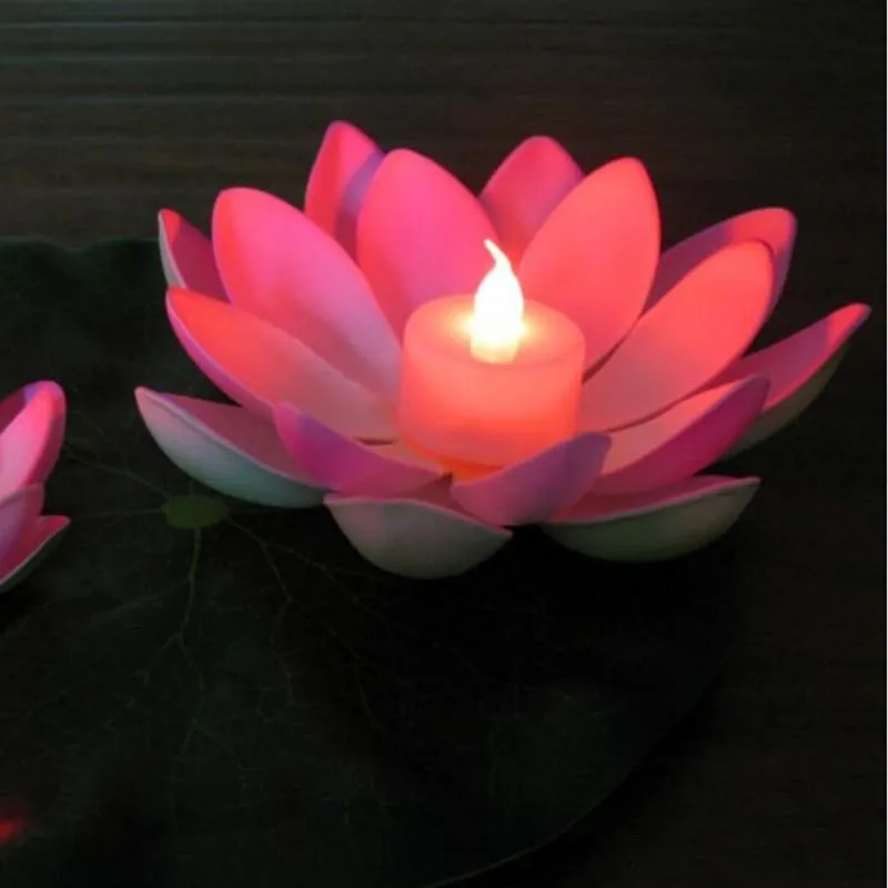 100PC Fashion EVA Lotus Flower With LED Colorful Candle Lights for Valentine's Day Wedding Event to Use Free Shipping