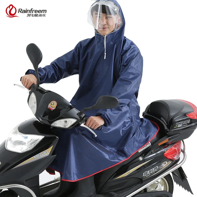 

Rainfreem Men/Women Impermeable Electromobile/Bicycle Rain Poncho Thick Raincoat Double Transparent Hood Rain Gear Rain Coat