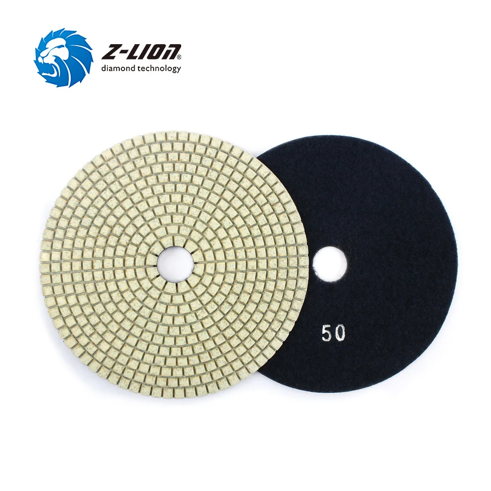 Z-LION 6 Inch 7pcs/Set Wet Diamond Polishing Pad For Granite Marble Stone White Bond Diamond Disc Wet Polishing Wheels Tools