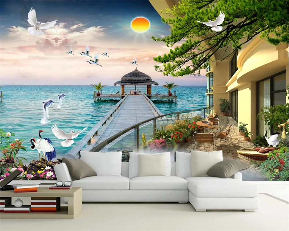 

beibehang Custom Wallpaper 3D Stereo Chinese Landscape Scenery TV Sofa Background Living Room Bedroom Background 3d wallpaper