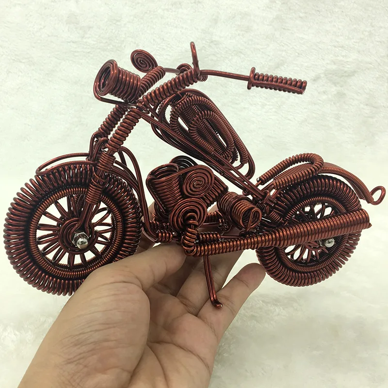 DIY ręcznie wykonane z Aluminium drutu 3D model motocykla miniatury kreatywna dekoracja domu rzemiosło wielki prezent na ślub/urodziny