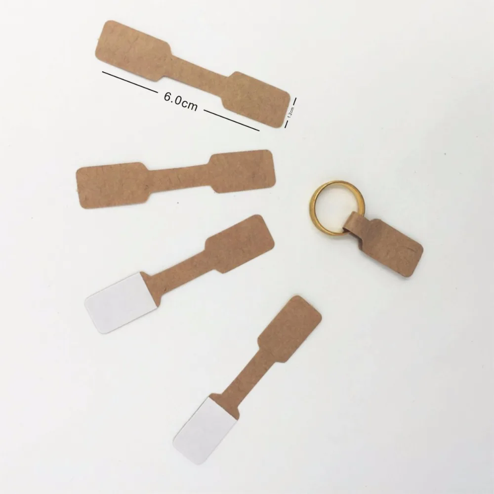 

1.2x6cm Kraft Paper Jewelry Display Card Labels Ring Sticker Hangtag1000pcs/lot Brown Blank Paper Price Tag Labels Packaging