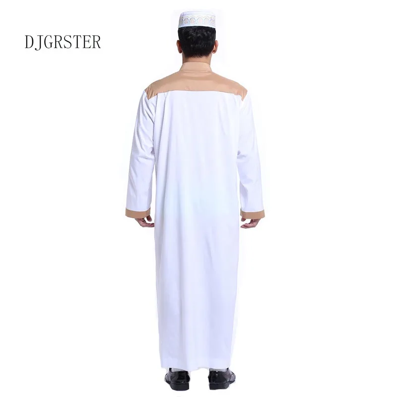 DJGRSTER-Ropa musulmana para hombre, Kaftan, Jubba, Thobe, Abaya blanca, árabe, islámica