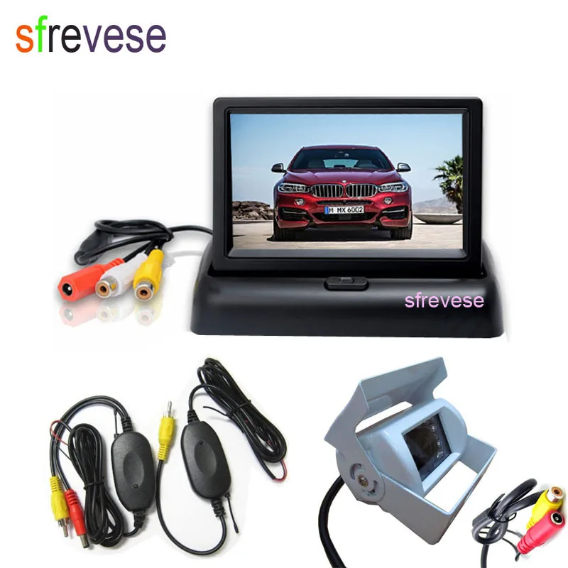 Wireless White 18 LED IR Car Parking Reversing Backup Camera Waterproof + 4.3