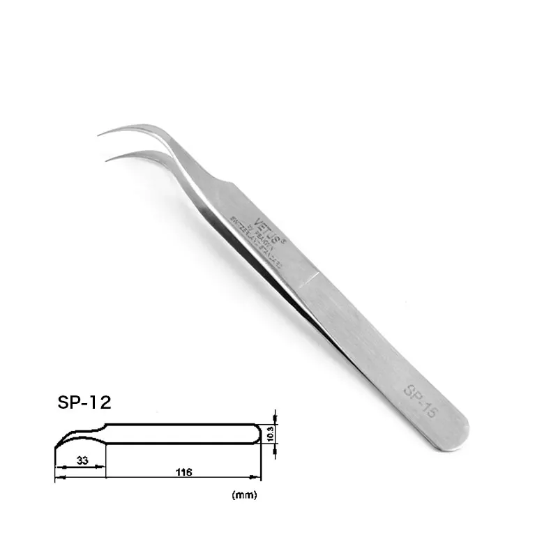 Vetus SP-Pince à épiler en acier inoxydable pour extension de cils, accessoire de maquillage pour les yeux, excellente fermeture