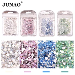 JUNAO Mix Size (SS6-SS16) 300pcs Opal Pink Glass Crystal Rhinestone Glitter Nail Decoration Flatback Crystal Stone Round Strass