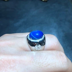 classic shiny blue Star Sapphire ring for men silver ring mascular strong power men ring fine jewelry 925 sterling silver gift