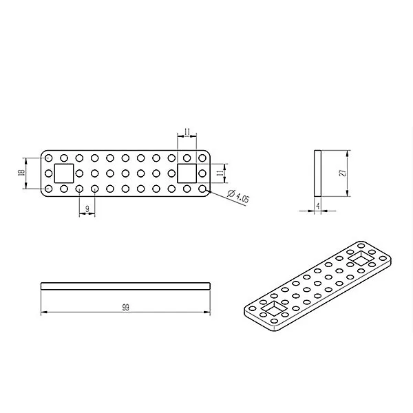 5 pz striscia di plastica biella 99*27*4mm materiale modello DIY