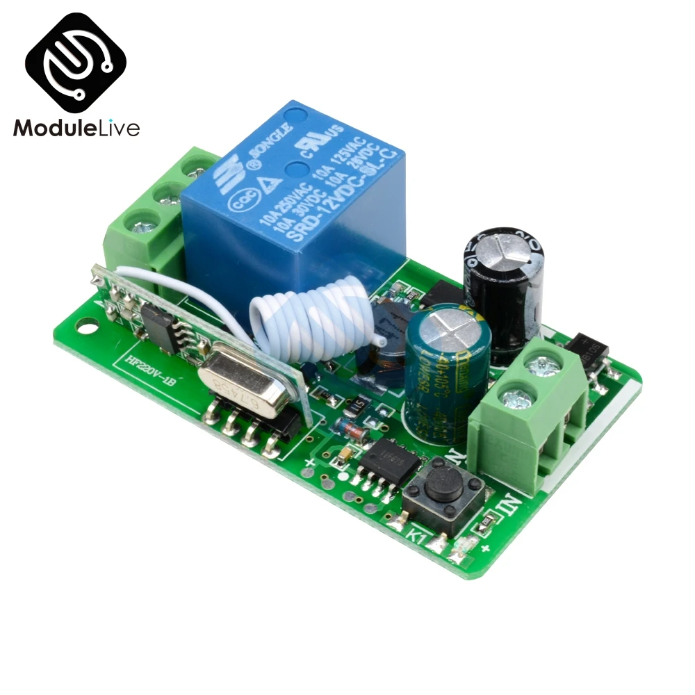 315MHZ 433MHz DC 12V 220V 10A 1CH 1 Way Ch Channel Wireless RF Remote Control Board Transmitter Receiver Relay Switch Module