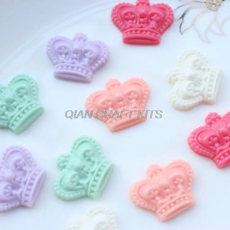 

200pcs mixed colors Princess Crown Resin cabochon flatback decoden jewelry findings 23mm d25