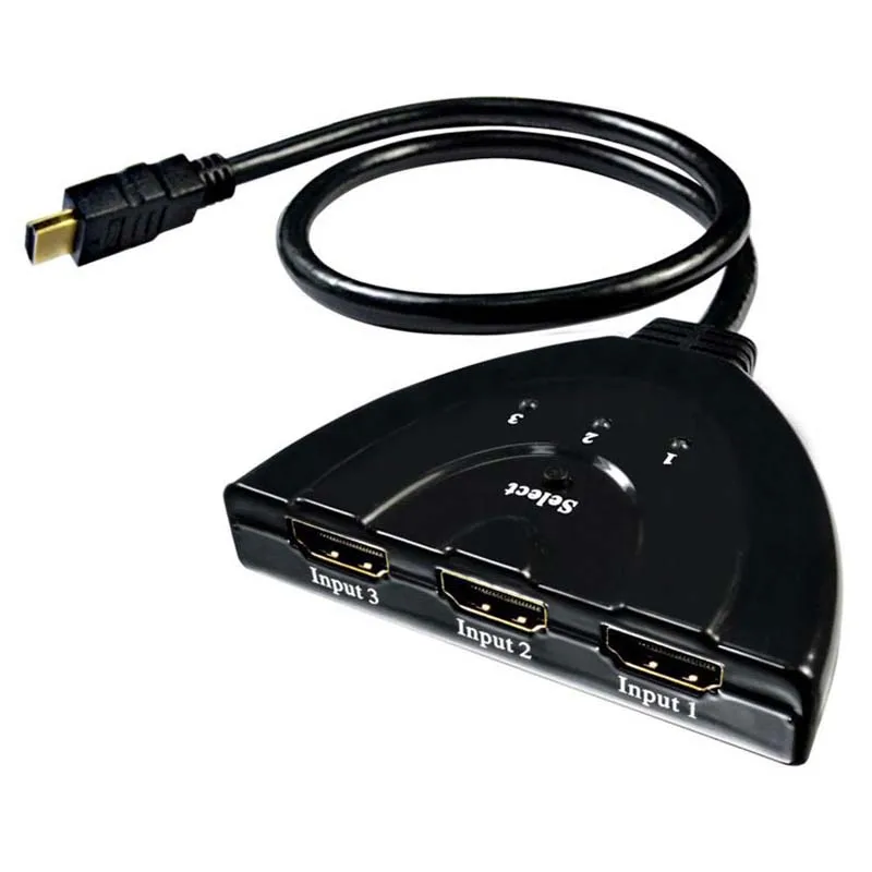 عالية الجودة HDMI Hub 3 Port 1080P ثلاثية الأبعاد HDMI الجلاد موزع فصل المحور مع كابل لتلفزيون الكمبيوتر