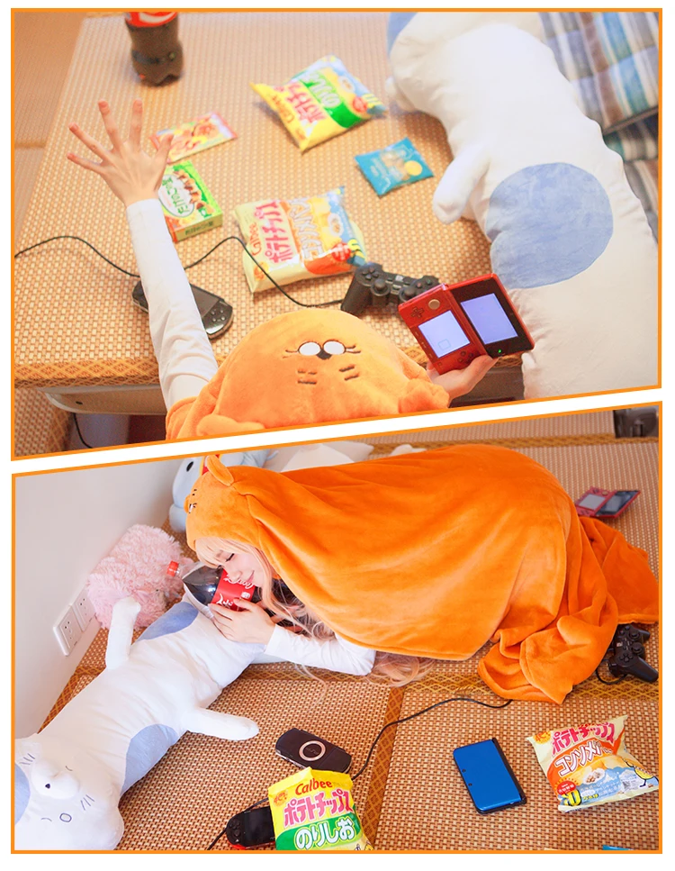 High Quality Himouto! Umaru-chan Cloak Anime Umaru Chan Doma Umaru Cosplay Costume Flannels Cloaks Blanket Soft Cap Hoodie