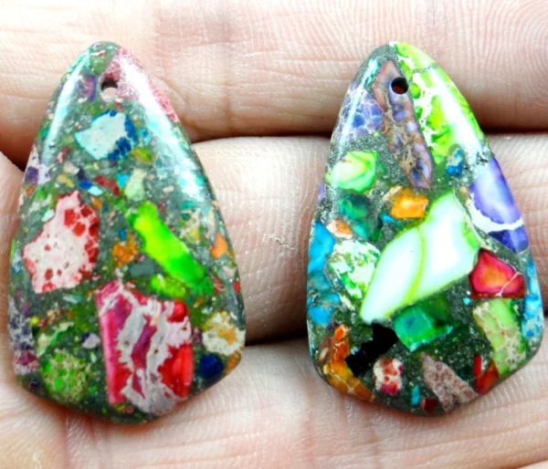 Natural stone Inverted triangle Marine sedimentary Created For  beads mixed charm pendant for diy Jewelry making necklace2pc