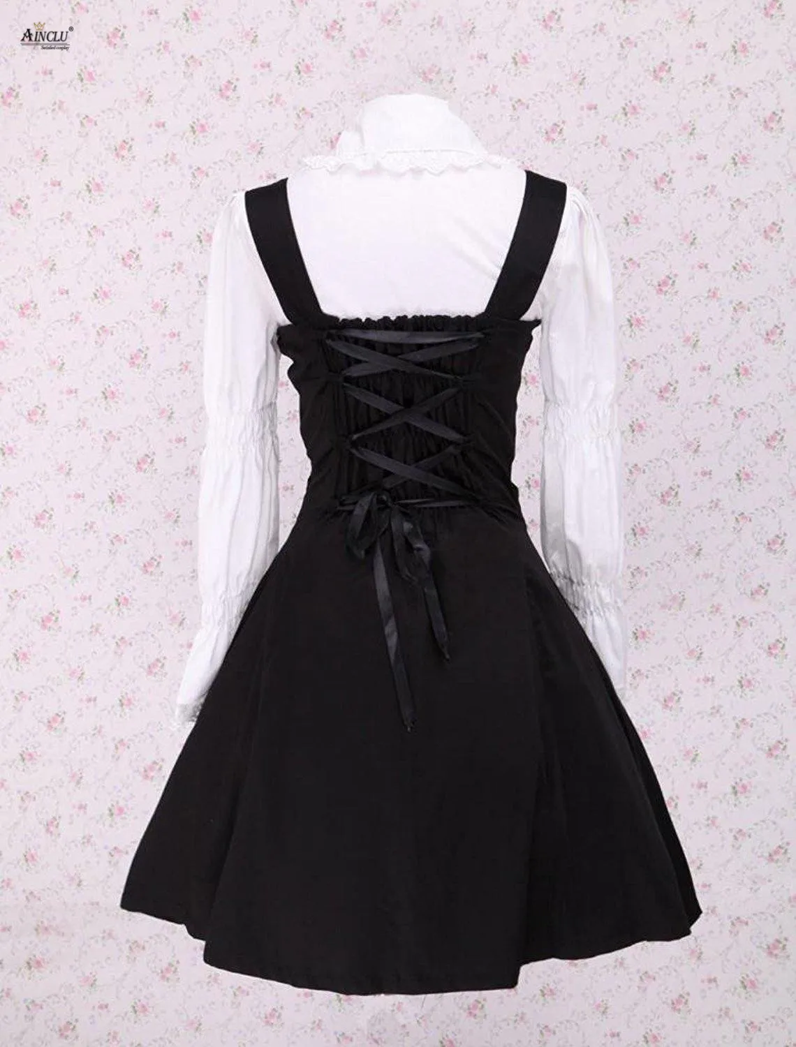 Vestido de algodón de Lolita para mujer, vestido de tirantes de lolita con botones negros, disfraces de Lolita, disfraces de Lolita para mujer, XS-XXL para fiesta y Club