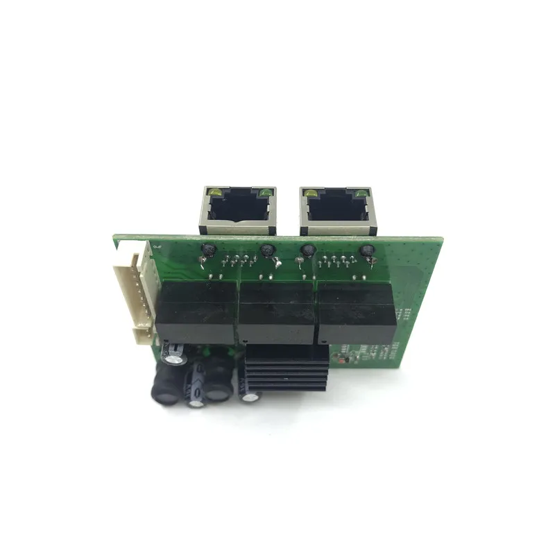 Fabbrica diretta mini veloce 10/100/1000 mbps 2 porta di rete ethernet lan hub interruttore bordo due strati pcb 2 rj45 1 * 2pin testa porta