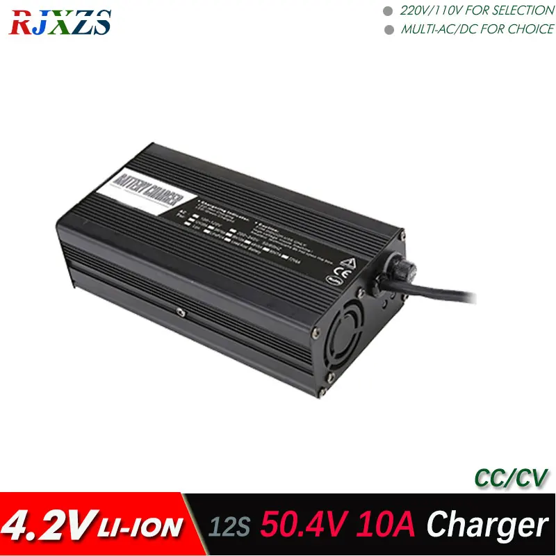 

50.4V 10A Alloy Charger For 12S Li-ion Battery Pack 4.2V*12=50.4V Smart Power Supply CC/CV