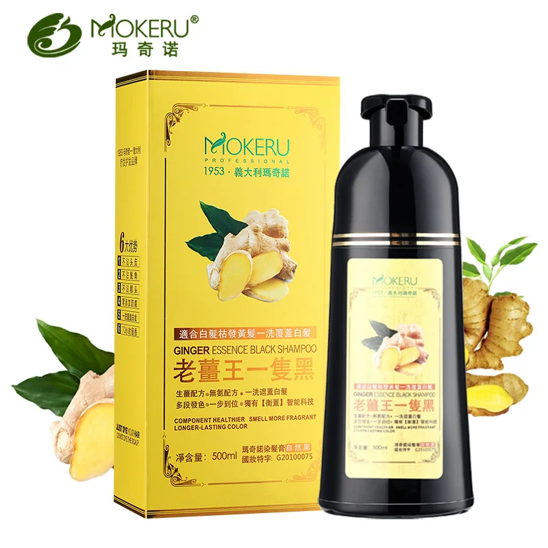 

Mokeru 1pc Ginger Herbal Non Allergic Natural Permanent Fast Dye Black Gray Hair Dye Black Shampoo Dye For White Hair Coloring