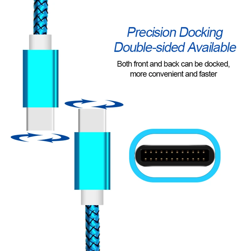 USB Type C Cable 1m 2m Long For Huawei P20 Lite Samsung Galaxy Note 8 9 A3 A5 A7 2017 S8 S10 USB-C USBC Charger Cord Data Cable