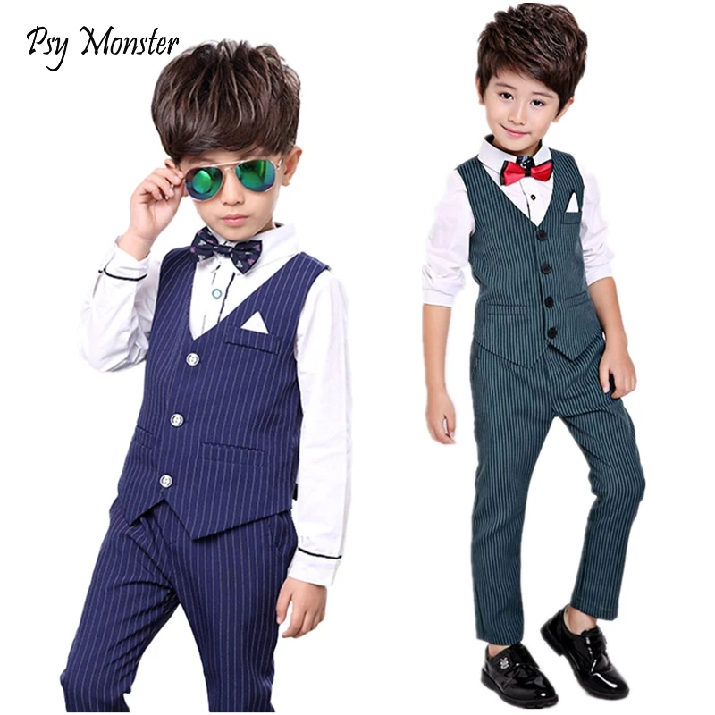 Boys Formal Suit for Weddings Prom Party Tuxedo Dress kids Weeding Sets Vest Pants 2pcs Costumes Children Birthday Suit Set