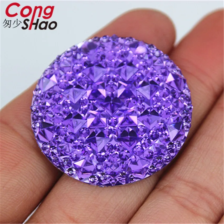 Cong Shao 10pcs 35mm Big Round Shape Resin Rhinestones Applique Stones And Crystal Gems Flatback For Costume Button Crafts ZZ783