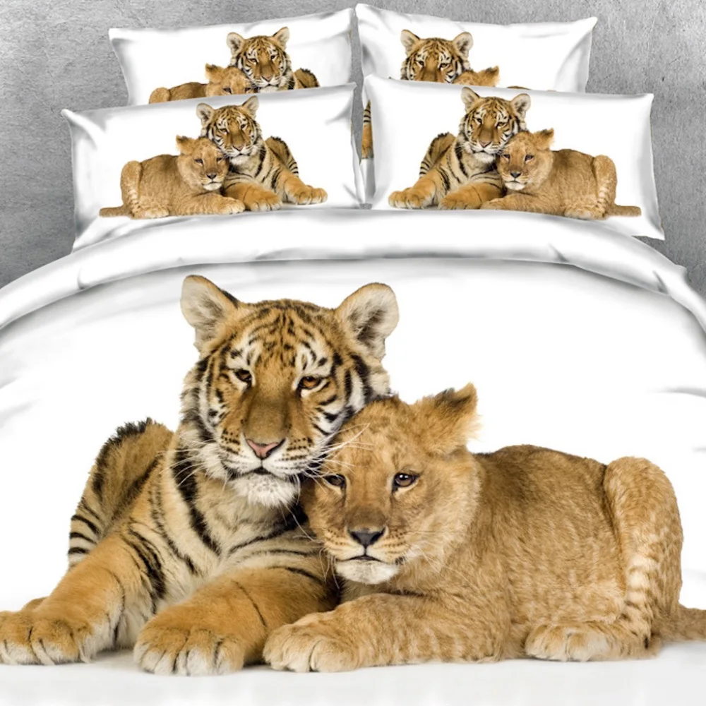 Goldeny Brand 3 Parts Per Set Stunning Colors and White Leopard Portrait 3d animal bedding set Bed Linens