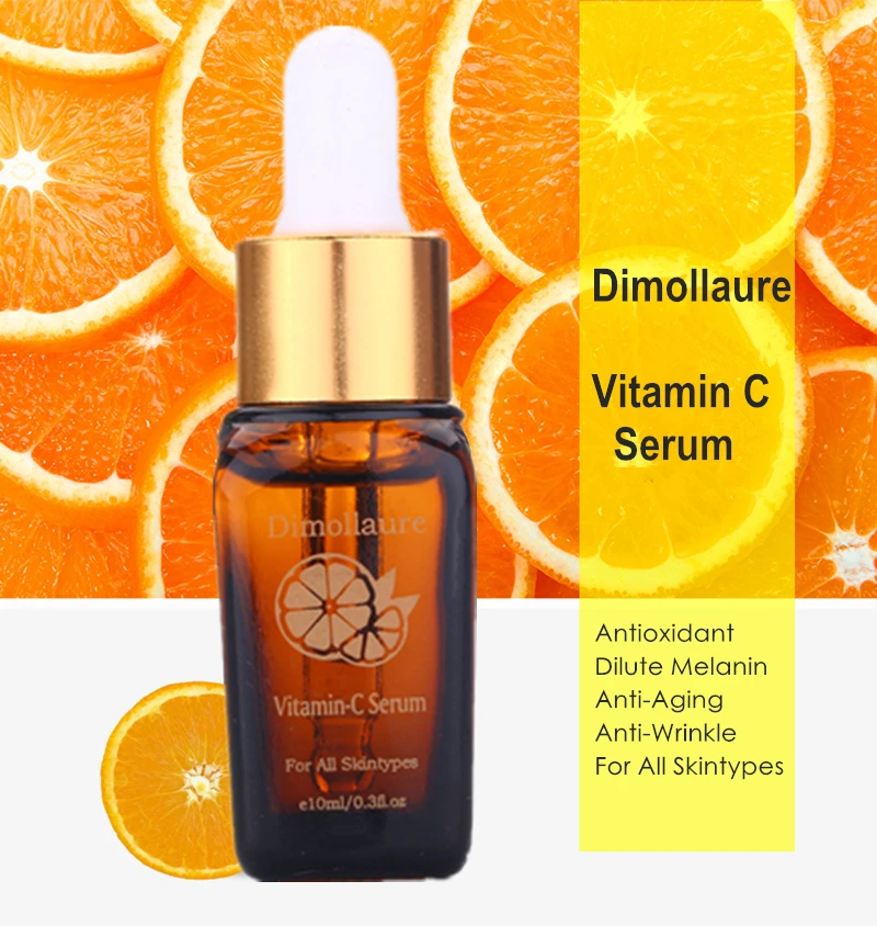 Dimollaure Vitamin C Serum Fade Acne Pimples wrinkles Shrink pores Whitening Moisturzing Face Care Hyaluronic acid Essence