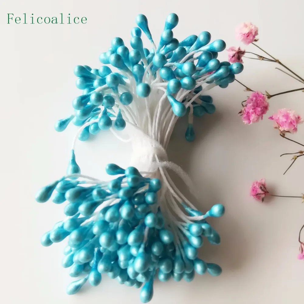 3mm 500 stücke Perle Blume Staubblatt Stempel Kuchen Dekoration Für DIY Doppel Köpfe Floral Staubblatt Für DIY Hochzeit dekoration – Detail 23