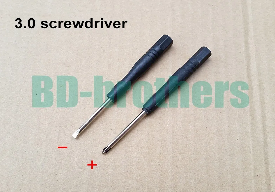 

88mm Mini Screwdriver 3.0 Phillips / 3.0mm Slotted Flathead Straight Screwdrivers Black Open Tool for Repair 1000pcs/lot