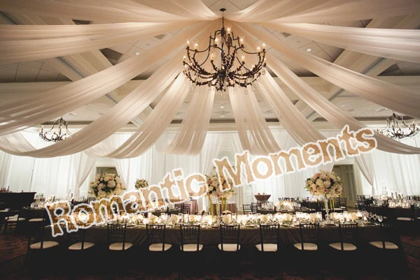 

8 pieces Wedding Ceiling Drape Canopy Drapery for decoration wedding fabric 1.4m*15m per piece Roof polyester knitted fabric