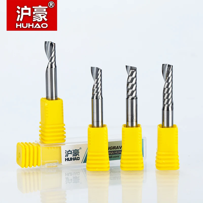 1pcs HUHAO 6mm Single Flute Spiral Cutter 2A High Qualit Router bit CNC For Acrylic PVC MDF End Mill Carbide Milling Cutter