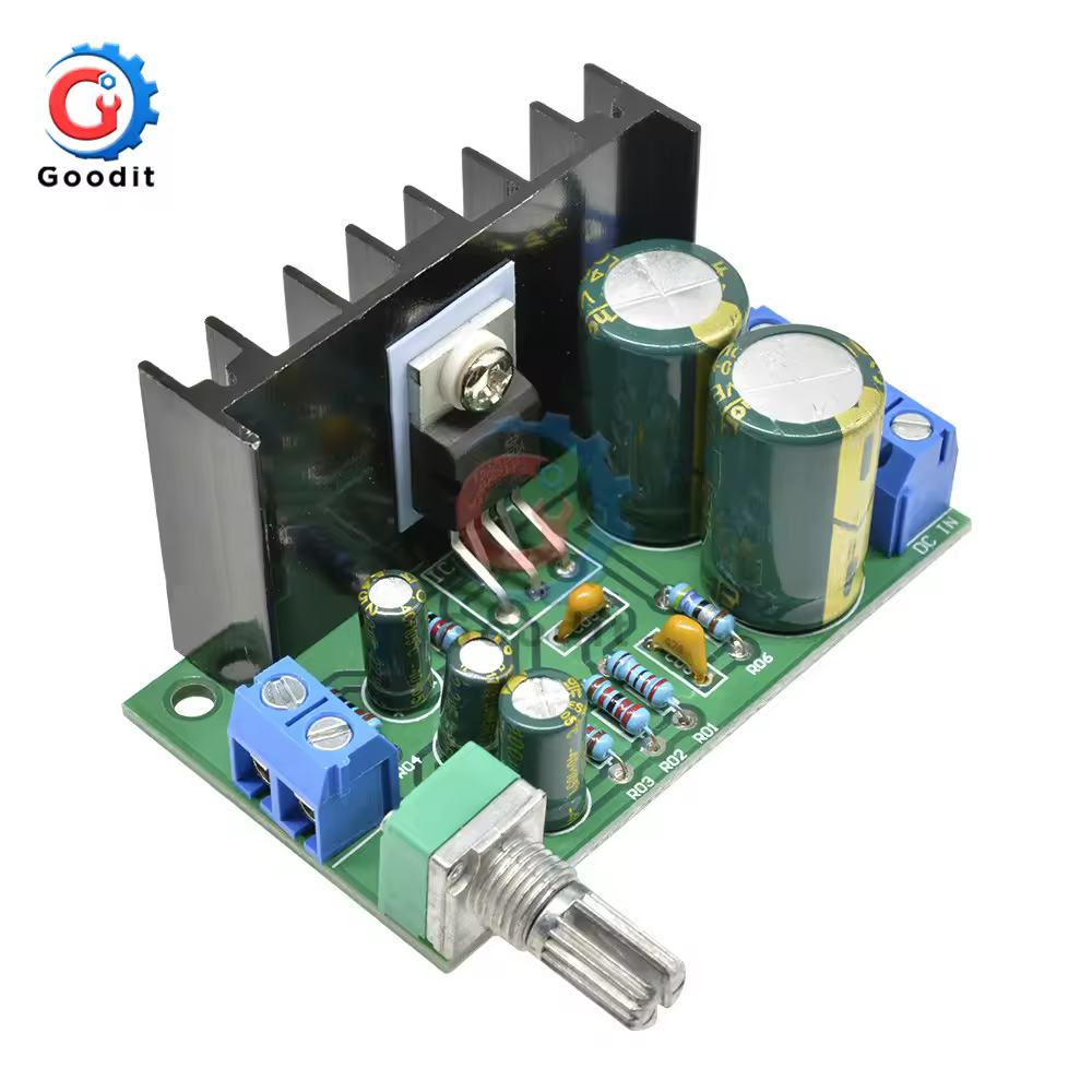 TDA2050 DC 12-24V 10-100W Amp Mono módulo de placa amplificadora de Audio fuente de alimentación única volumen ajustable 60*35*40mm